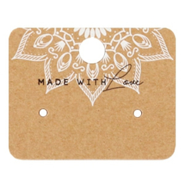 10 x Sieraden kaartjes "made with love" mandala 55 x 43 mm – brown