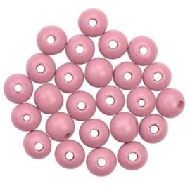 10 x  Houten Kralen (12 mm) Wild Rose  gat: 3mm