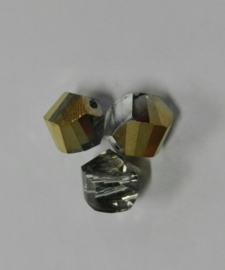 10 x mooie glaskraal facet met zwart en goud 10mm Gat:1mm