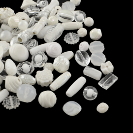 100 gram Luxe Acryl Kralen –White– Gemixte Vormen