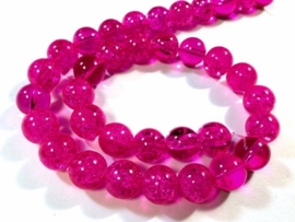 5 x Prachtige grote crackle kraal 14mm gat c.a. 1,5mm hot pink