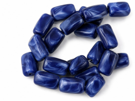 20 x Acryl kralen two tone opaque 13 x 7,5 x 7,5 mm – gat 1,6 mm – royal blue