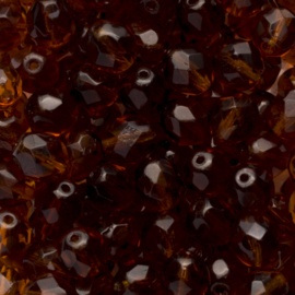Ronde Tsjechische kralen facet kristal facet 8mm kleur: bruin gat: 2mm