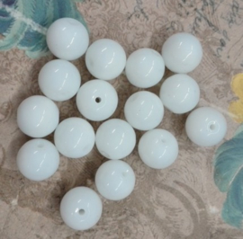 25x prachtige glaskralen 10mm Gat: 1mm white opal