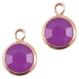 1 x DQ facethanger gekleurd Rose gold-violet purple 7 x 10 mm (op is op!) (Nikkelvrij)