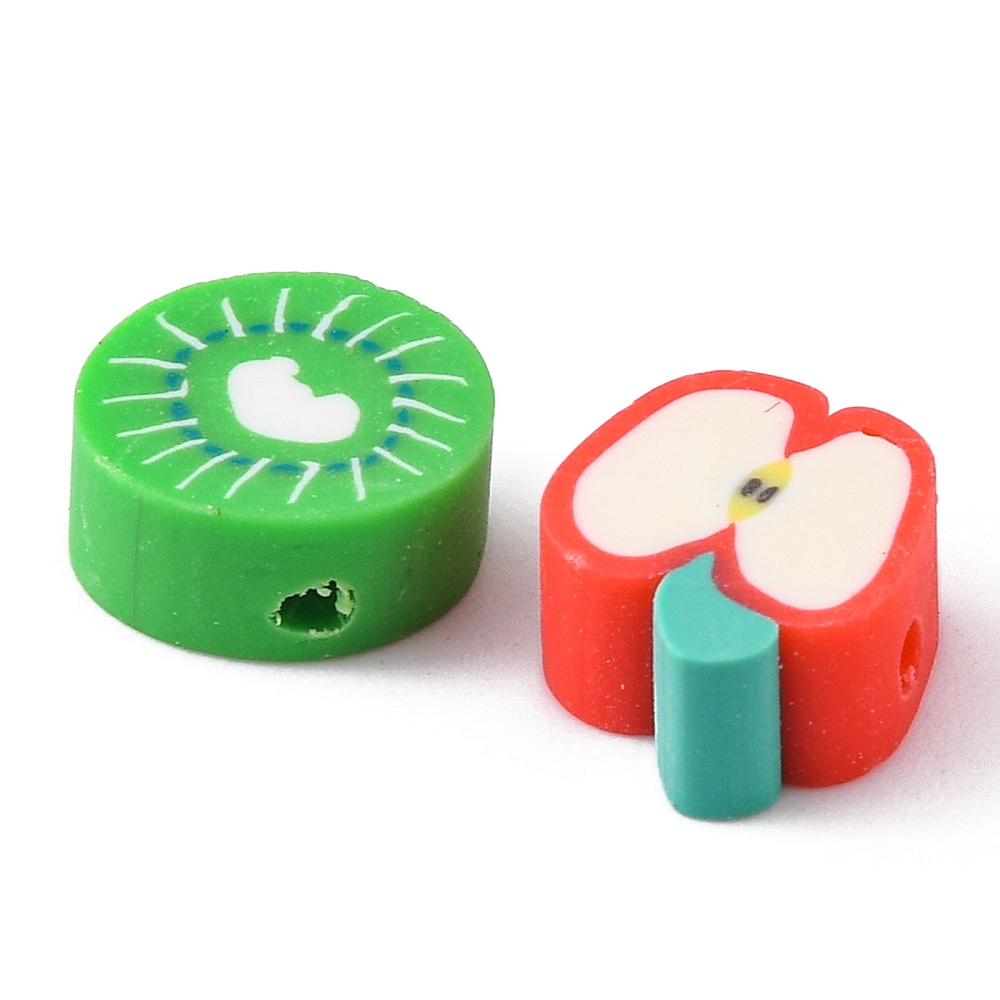 1 x 320 stuks hartjes, fruit en geometrische polymeerklei kralen + 1 rol elastisch kristaldraad – gemixte kleuren – inclusief opbergdoosje