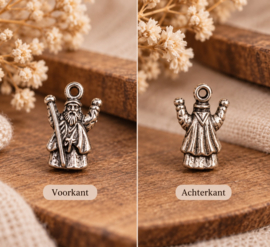 6 x Metalen bedels oude man Abraham 18,5 x 12 mm – oogje 2 mm – zilverkleur
