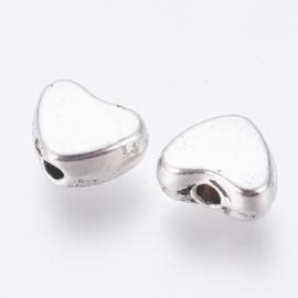 15 x DQ metalen hartjes kralen antiek zilver 6 x 5 x 3mm gat: 1mm (Nikkelvrij)