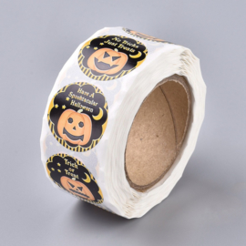 1 rol 500 stickers Wensetiket zegel rond 25mm Halloween