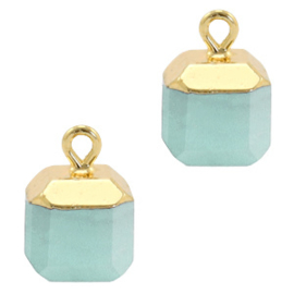 1 x Natuursteen hangers square Icy morn blue-gold Jade