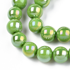 10 x Diamond coated glaskralen 8~8,5mm gat: 1,5mm Lime Green