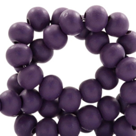 40 x Houten kralen rond 6 mm Dark aubergine purple