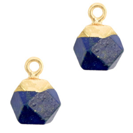 1 x Natuursteen hangers hexagon Dark blue-gold Lapis Lazuli