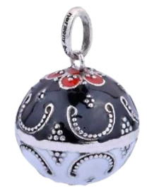 Echt  Sterling 925 massief zilveren harmony ball Engelenroeper met klankbol zwart, rood, wit