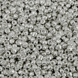 20 gram Glaskralen Rocailles 8/0 (3mm) Metallic shine silver
