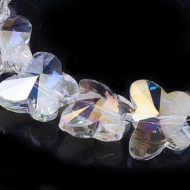 2 x  Vlinder kristal kraal 12 x 15 x 8mm gat: 1,5mm clear AB