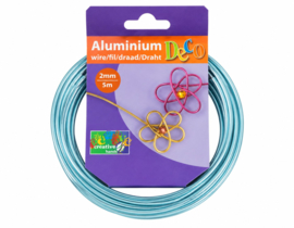 1 x Vaessen Creative aluminiumdraad 2 mm x 5 meter – Ice Blue (Nikkelvrij)