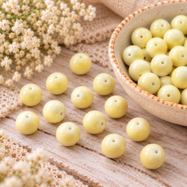 20 x Keramische glaskralen 10 mm – Butter Yellow