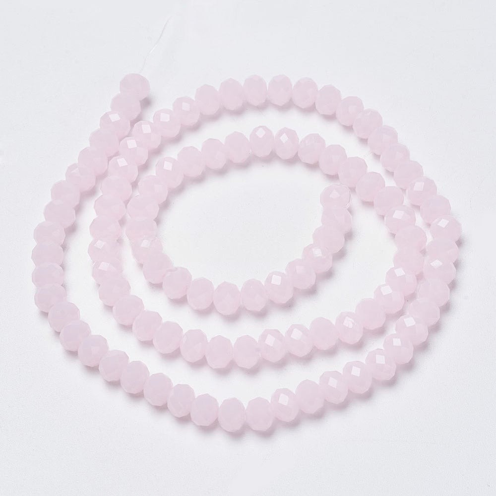 1 x Streng Glaskralen Facet Rondelle Briolette 8x6 mm –Pink– ca. 68-70 stuks – gat 1 mm