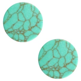 1 x Cabochon basic plat stone look 12mm Turquoise green-brown