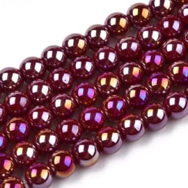 20 x Diamond coated glaskralen 4~4,5 mm, gat: 0,8 mm, Dark Red