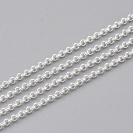 50 cm RVS Jasseron ketting 2 x 1mm Zilver kleur