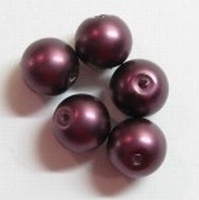 30 x  glasparel mat donker Paars/aubergine  8 mm