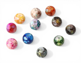 15 x Acryl kralen rond 8 mm – gat 1,5 mm – gemêleerd mix kleuren