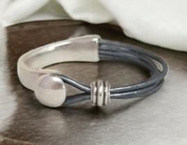 1 x DQ metaal halve armband antiek zilver kleur ca. 34 x 63mm Ø10 x 2,5mm (Nikkelvrij)