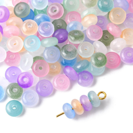20 x Glaskralen imitatie jade rondelle 6,5 x 3,5 mm – gat 1,4 mm – Mixed Color