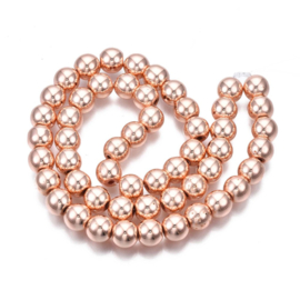10 x Hematiet kralen 8 mm – gat 1–1,5 mm – rose gold plated (Nikkelvrij)