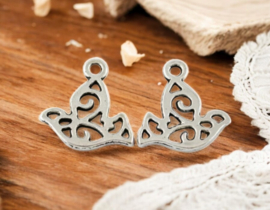 6 x metalen bedel van een duif antiek zilverkleur 16 x 15 x 1mm Gat: 2mm