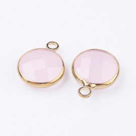 Crystal glas facet hanger rond goudkleur 8,5 x 12 x 3mm oogje: 1,5mm Lavender Blush