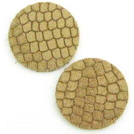 15 x DQ Suede Cabochon 7mm reptiel Oker