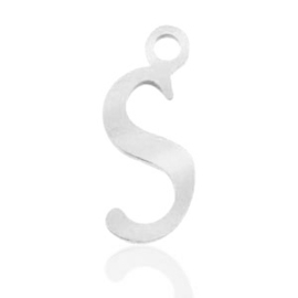 Roestvrij stalen (RVS) Stainless steel bedels initial S 