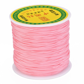 1 rol 90 meter gevlochten nylon koord, imitatie zijden draad 0,8mm Light Coral