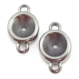 1 x DQ metaal setting hematiet kleur ca. 19 x 12 mm  Ø 9mm  oogje 2 mm(Nikkelvrij)