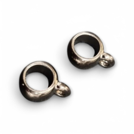 1 x DQ Metaal Hanger Ø 4mm rond Hematiet kleur oogje 2,4mm (Nikkelvrij)