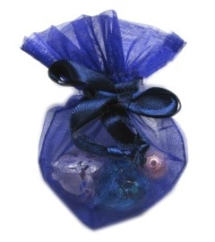 20 x luxe hartvormige organza zakjes 10cm x 8.75cm Donker blauw (op is op!)