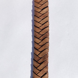 1 x DQ  Leer 17 x 5mm ovaal plat gevlochten  100cm Vintage natural Bruin