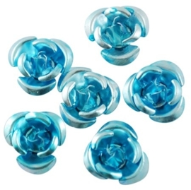 25 x Aluminium roosjes 12 x 7mm gat: 1mm licht blauw