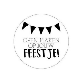 10 x Sticker rond 40mm -  Openmaken op jouw feestje!