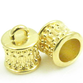 1 x DQ metaal eindkap 11 x 8 mm diameter 6 mm oogje 2 mm Goudkleur (Nikkelvrij)