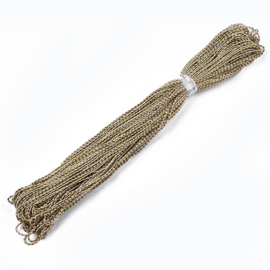 4 meter Metallic gevlochten koord – katoen/polyester mix – 2 mm – Yellow Brown met goudkleurige draad