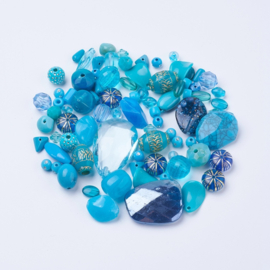 100 gram Luxe Acryl Kralen –Teal– Gemixte Vormen