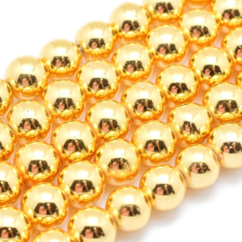 10 x synthetische Hematiet kralen rond 6mm goud gat: 1mm