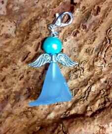 Geluks Engeltje met clip cyan  blauw
