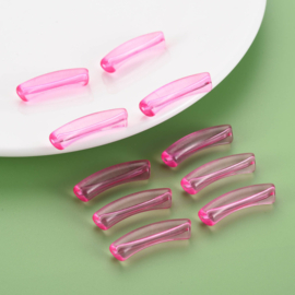 10 x Acryl kralen tube transparant camellia ca. 32x8mm (gat Ø1.8mm)