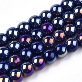 15 x Diamond coated glaskralen 6~6,5 mm, gat: 1,4 mm, Dark Blue