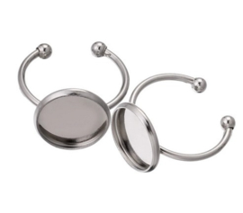 Verstelbare  basis ring, voor cabochon Ø 12 mm Platinum of goud